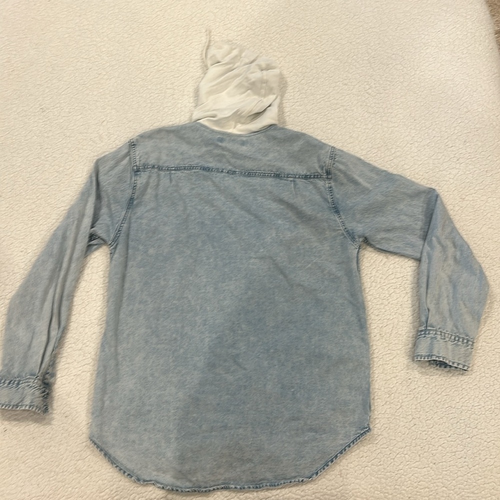 Denim button down hoodie. - Picture 2 of 2